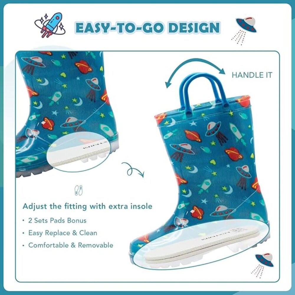 EUXTERPA Kids Toddler Light Up Rain Boots - Picture 5 of 6